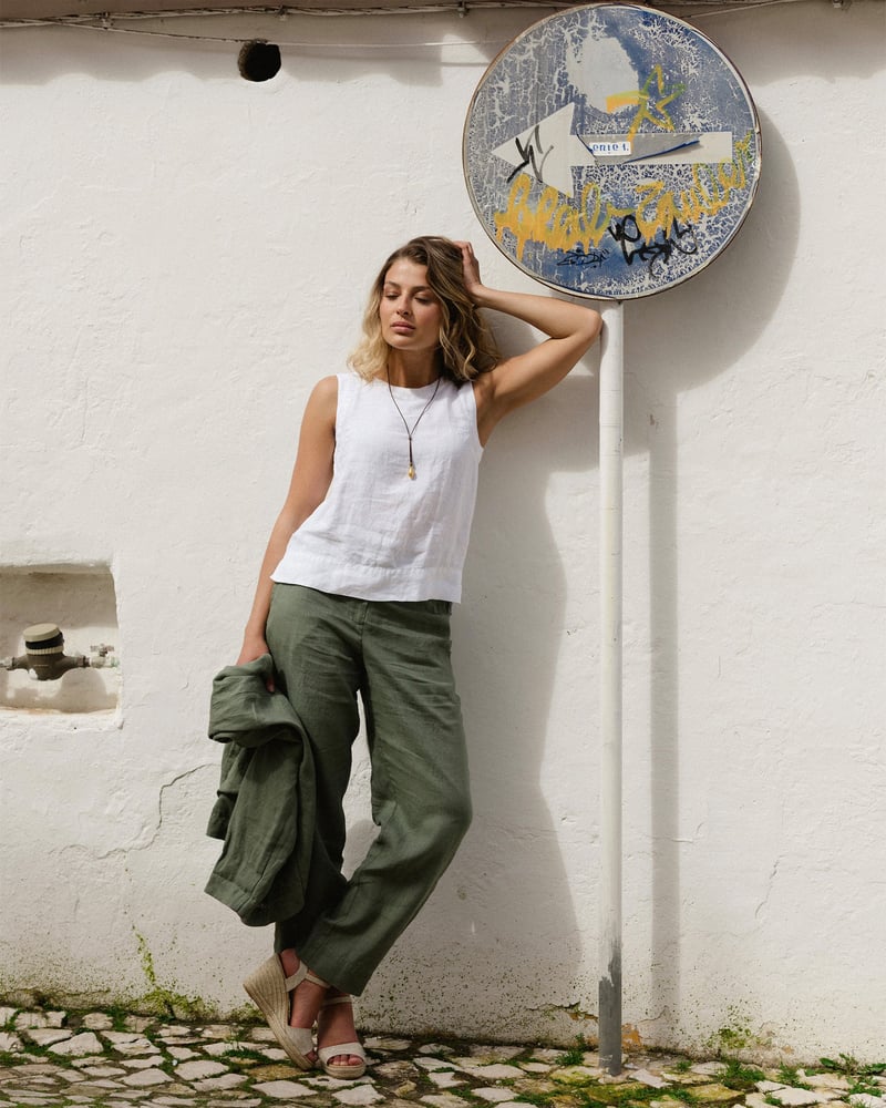 Sleeveless Linen Top GENEVA in White by MagicLinen, 100% Linen