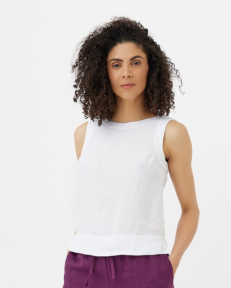 Sleeveless Linen Top GENEVA in White by MagicLinen, 100% Linen