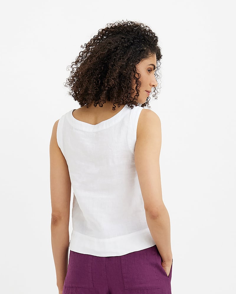 Sleeveless Linen Top GENEVA in White by MagicLinen, 100% Linen