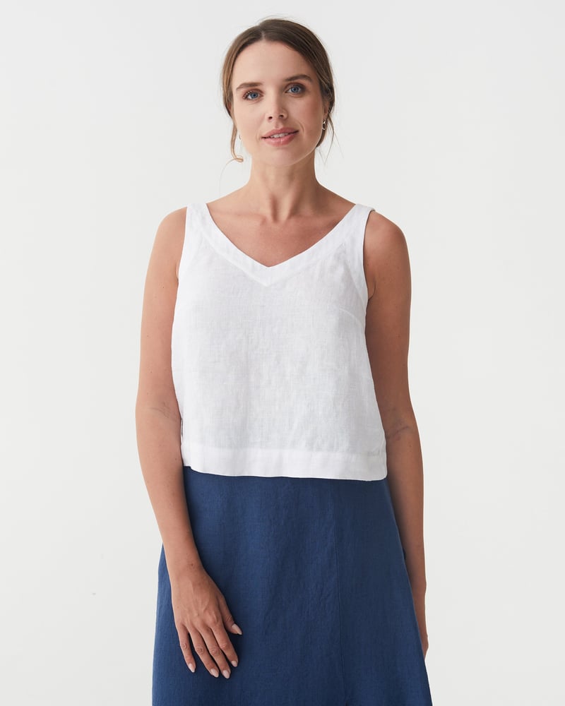 Sleeveless Linen Top DOURO in White by MagicLinen, 100% Linen