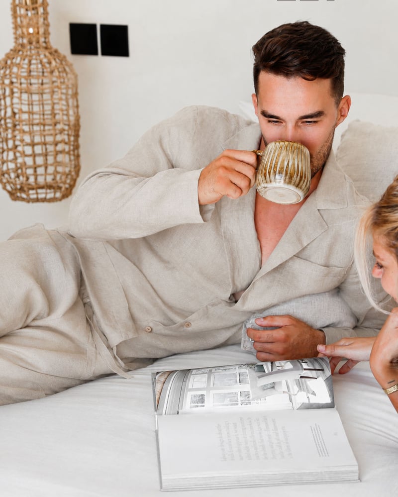 Men's linen pajama set VIGO in Natural flax by MagicLinen, 100% Linen