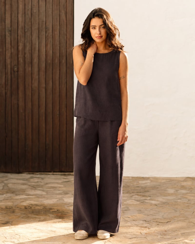 Linen Pants CURACAO in Espresso brown by MagicLinen, 100% Linen