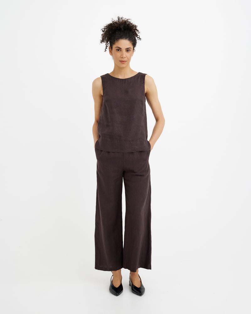 Linen Pants CURACAO in Espresso brown by MagicLinen, 100% Linen
