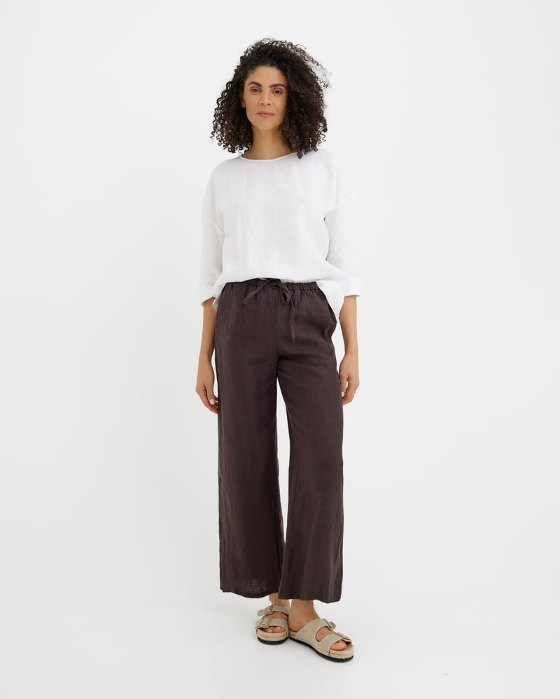 Linen Pants CURACAO in Espresso brown by MagicLinen, 100% Linen