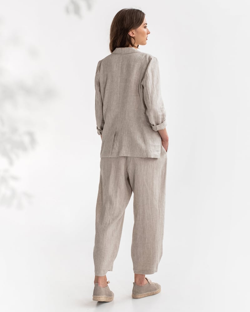 Women's linen blazer PLACID in Natural melange by MagicLinen, 100% Linen