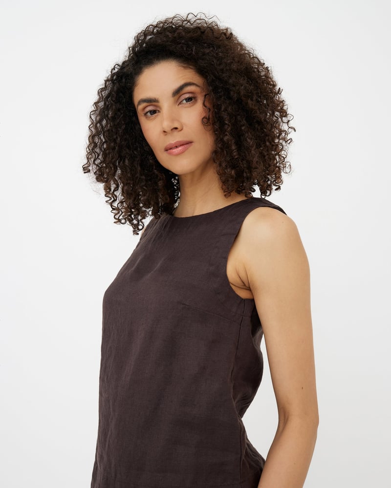 Sleeveless Linen Top GENEVA in Espresso brown by MagicLinen, 100% Linen