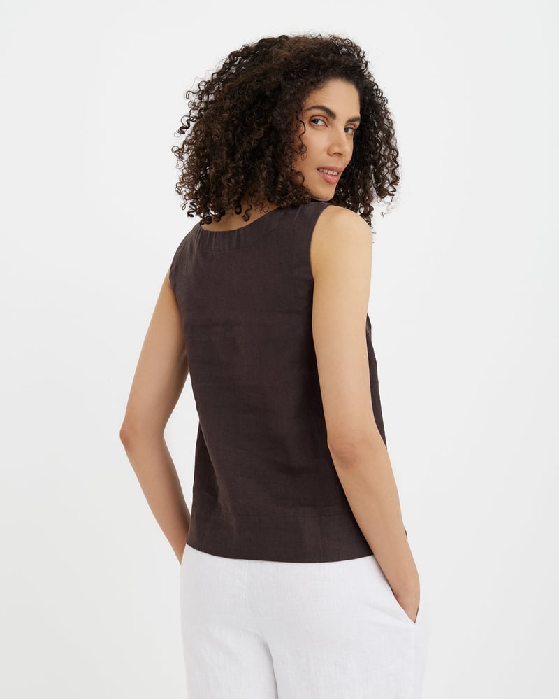 Sleeveless Linen Top GENEVA in Espresso brown by MagicLinen, 100% Linen