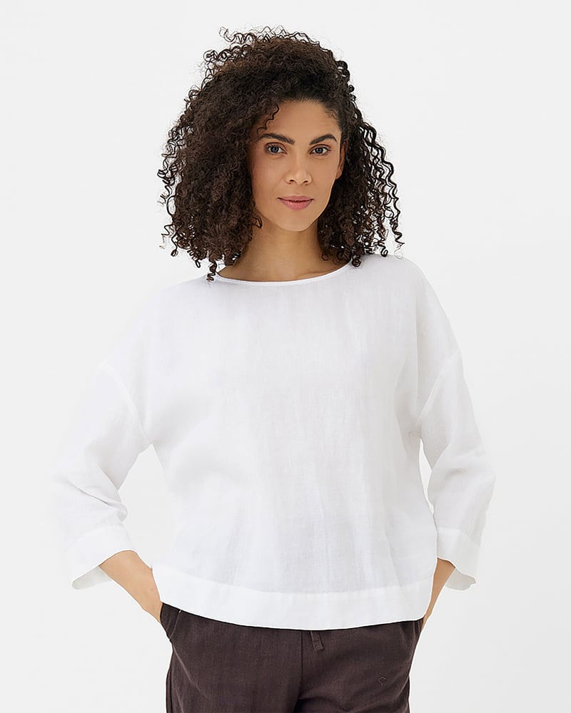 Linen Top AMSTERDAM in White by MagicLinen, 100% Linen