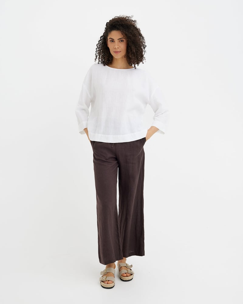 Linen Top AMSTERDAM in White by MagicLinen, 100% Linen
