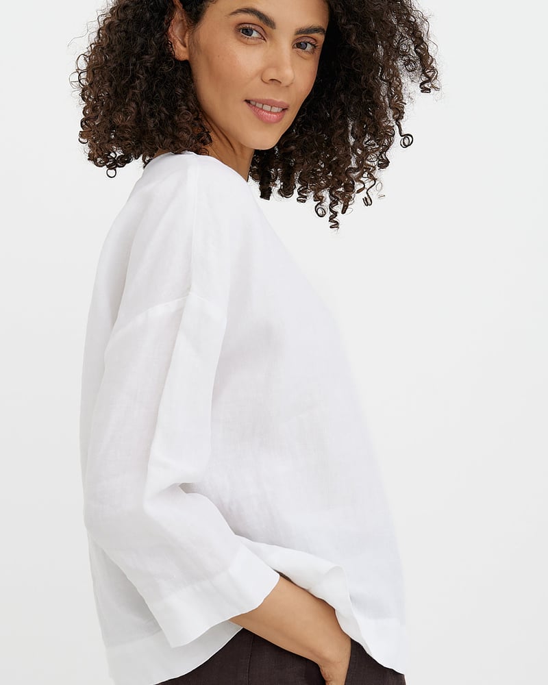 Linen Top AMSTERDAM in White by MagicLinen, 100% Linen
