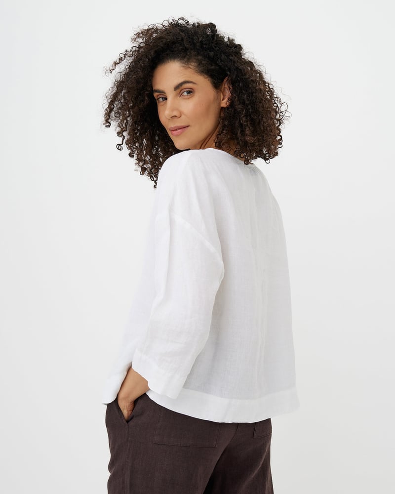 Linen Top AMSTERDAM in White by MagicLinen, 100% Linen