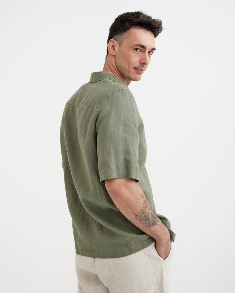Men's Short Sleeve Linen Shirt KEY WEST in Mist green by MagicLinen, 100% Linen