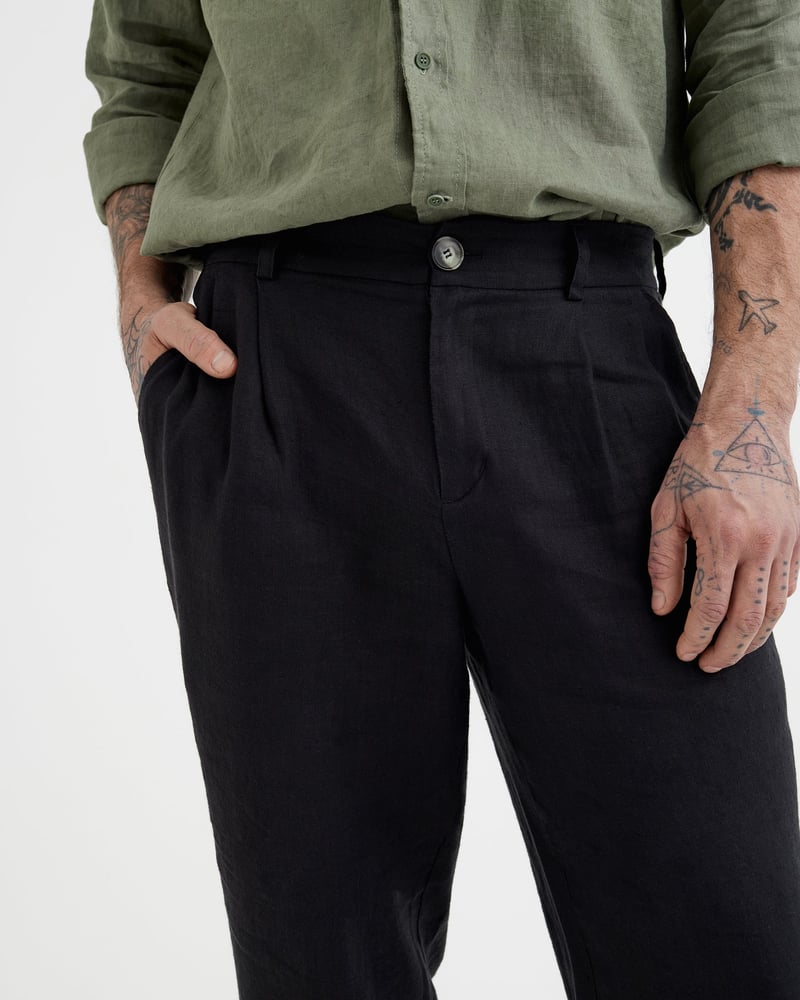 Men's Linen Pants BERLIN in Black by MagicLinen, 100% Linen