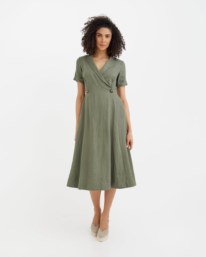 Wrap Linen dress PARIS in Mist green by MagicLinen, 100% Linen
