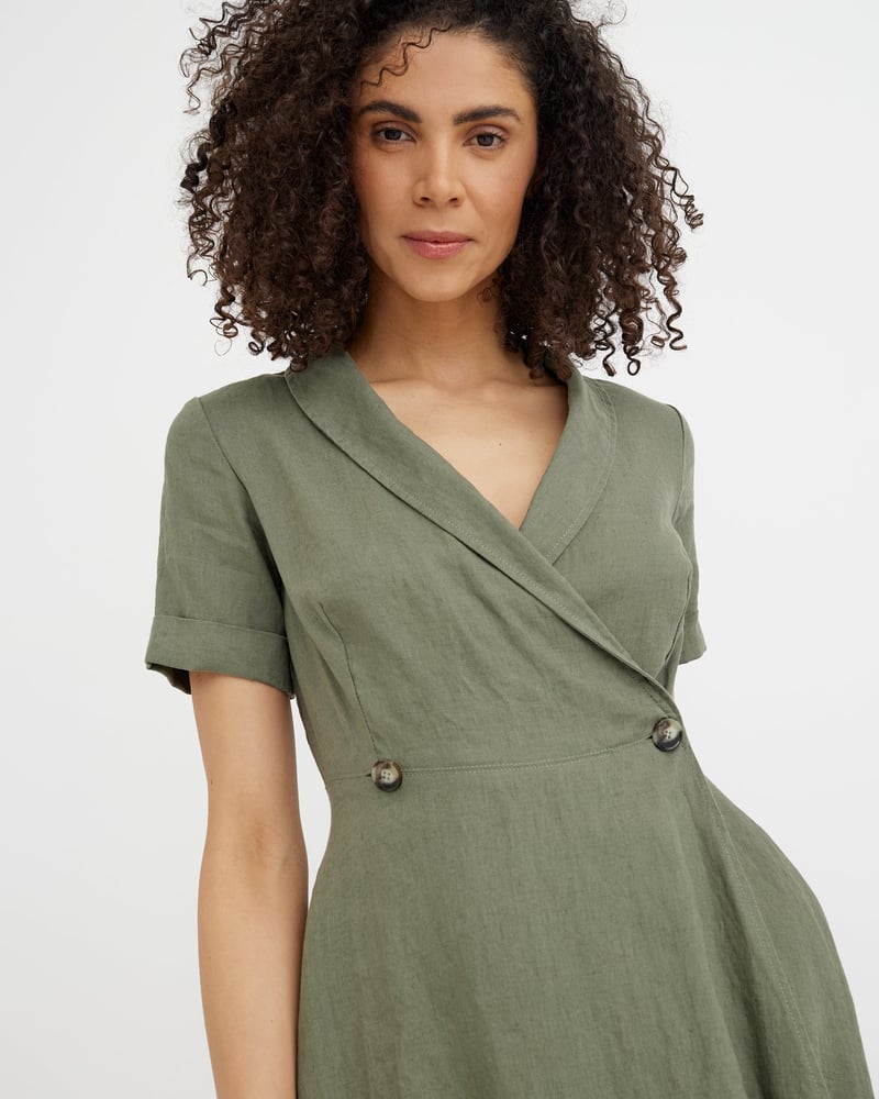 Wrap Linen dress PARIS in Mist green by MagicLinen, 100% Linen
