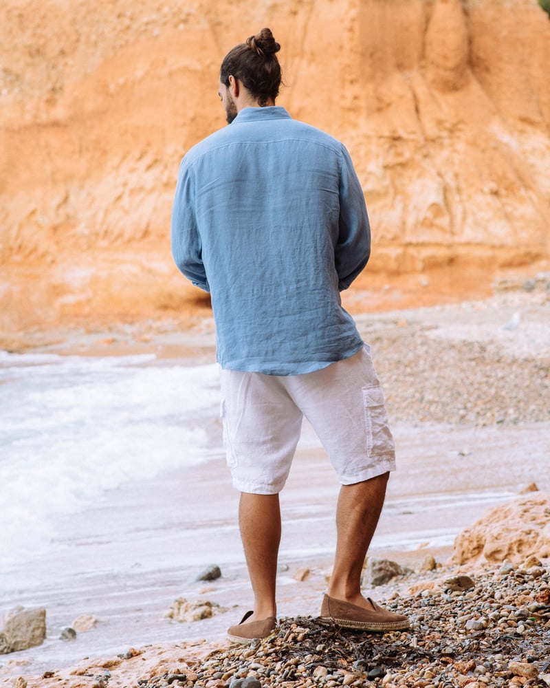 Men's linen shirt NEVADA in Ocean blue by MagicLinen, 100% Linen