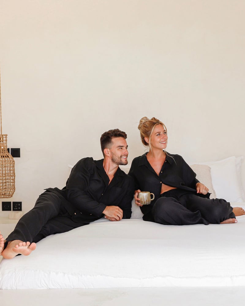 Linen pajama set AVEIRA in Black by MagicLinen, 100% Linen