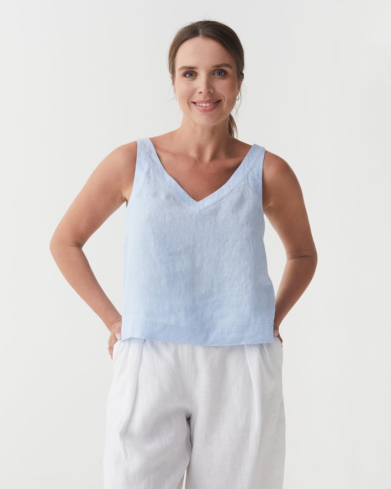 Sleeveless Linen Top DOURO in Vivid blue by MagicLinen, 100% Linen