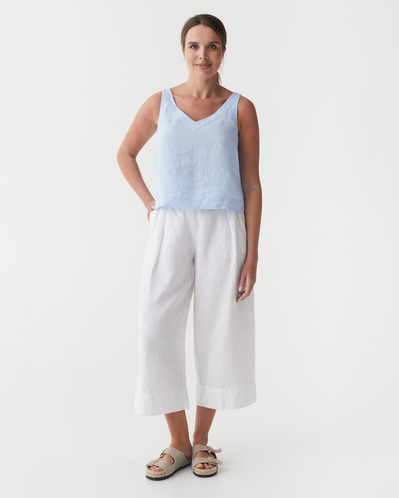 Sleeveless Linen Top DOURO in Vivid blue by MagicLinen, 100% Linen