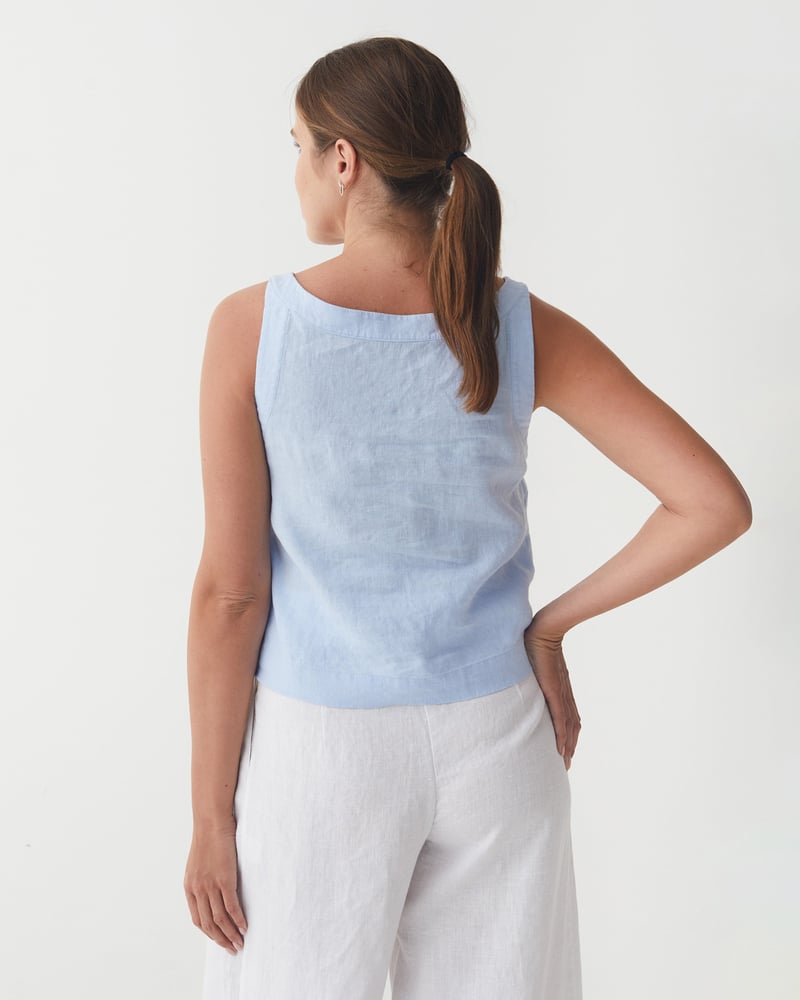 Sleeveless Linen Top DOURO in Vivid blue by MagicLinen, 100% Linen