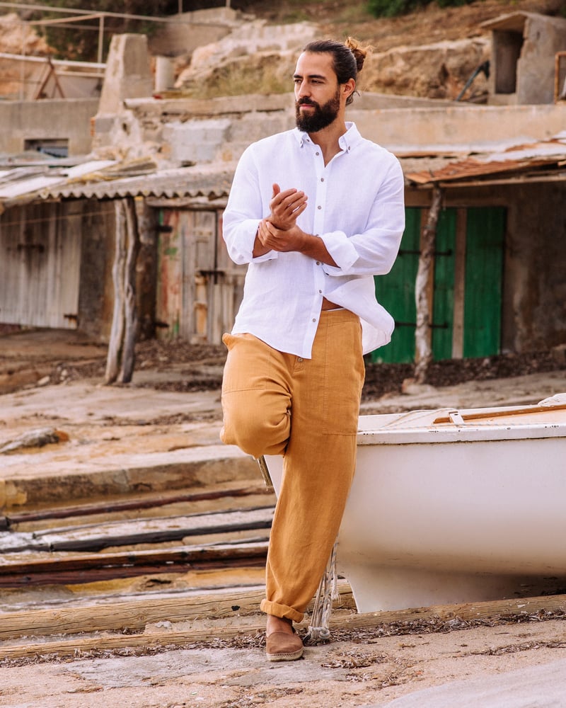 Men's linen shirt NEVADA in White by MagicLinen, 100% Linen