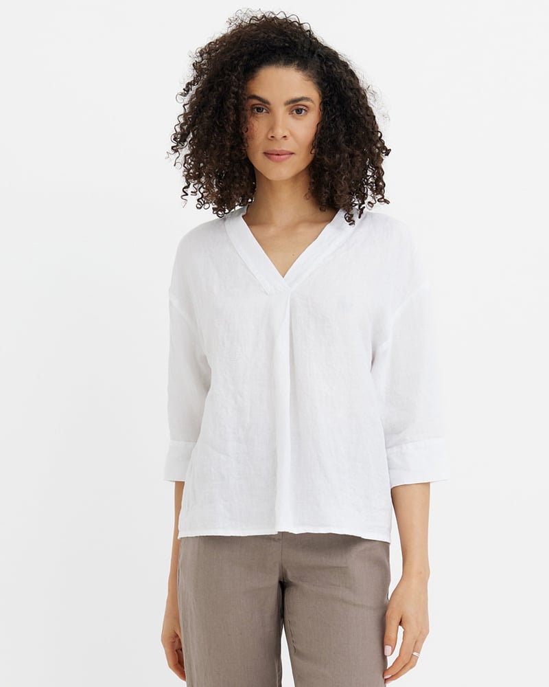 Linen Top ST. TROPEZ in White by MagicLinen, 100% Linen
