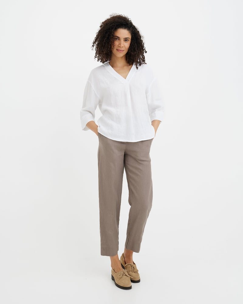 Linen Top ST. TROPEZ in White by MagicLinen, 100% Linen