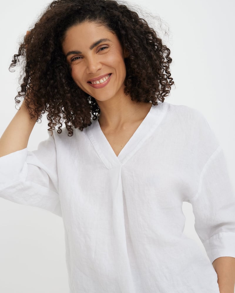 Linen Top ST. TROPEZ in White by MagicLinen, 100% Linen