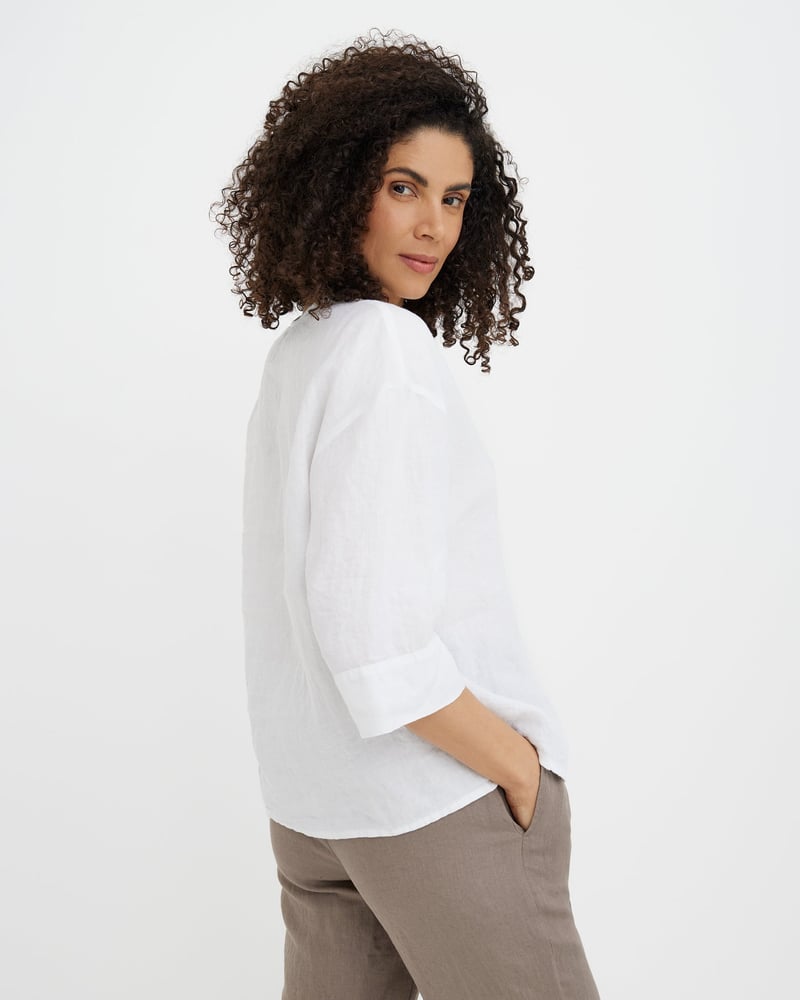 Linen Top ST. TROPEZ in White by MagicLinen, 100% Linen