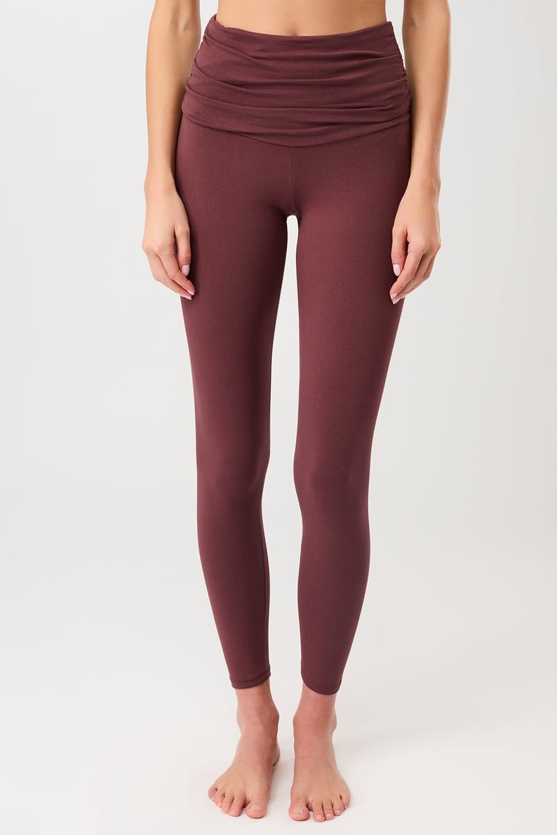 Pilates Tights - Rosewood, GOTS by Mandala, 95% Cotton, 5% Elastane
