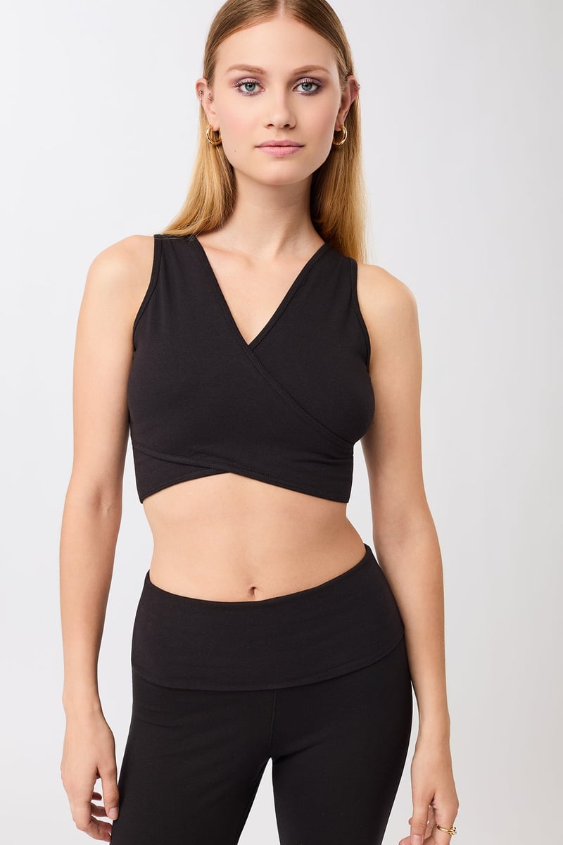 Pilates Bra - Black, GOTS by Mandala, 95% Cotton, 5% Elastane
