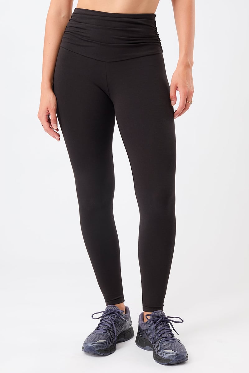 Pilates Tights - Black, GOTS by Mandala, 95% Cotton, 5% Elastane