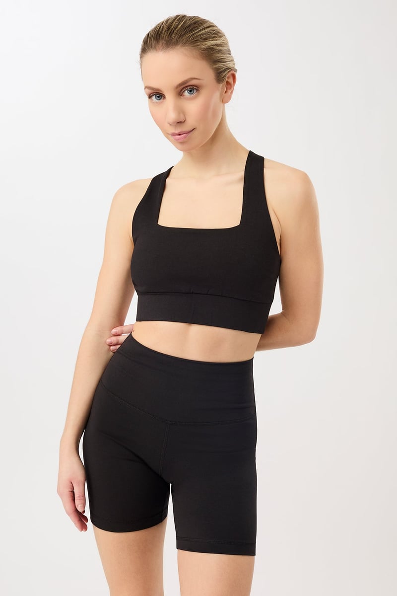 French Neck Bra - Black, GOTS by Mandala, 95% Cotton, 5% Elastane