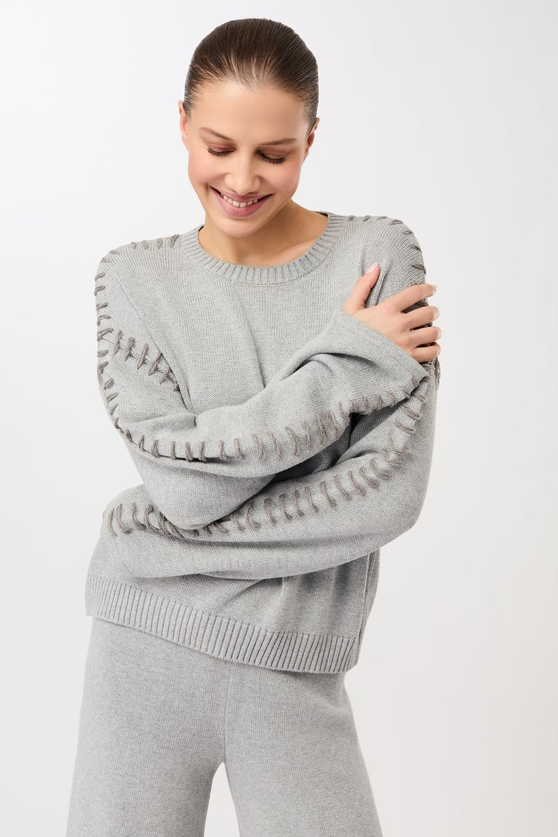Loose Pullover - T-Shirt-Grey by Mandala, 60% Cotton, 40% Polyester