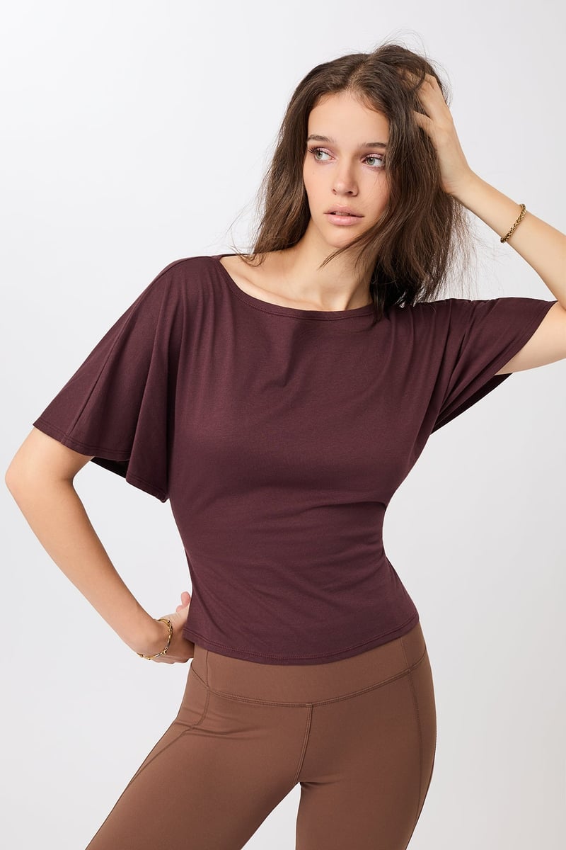 Back Bow Tee - Ruby, GOTS by Mandala, 100% Cotton