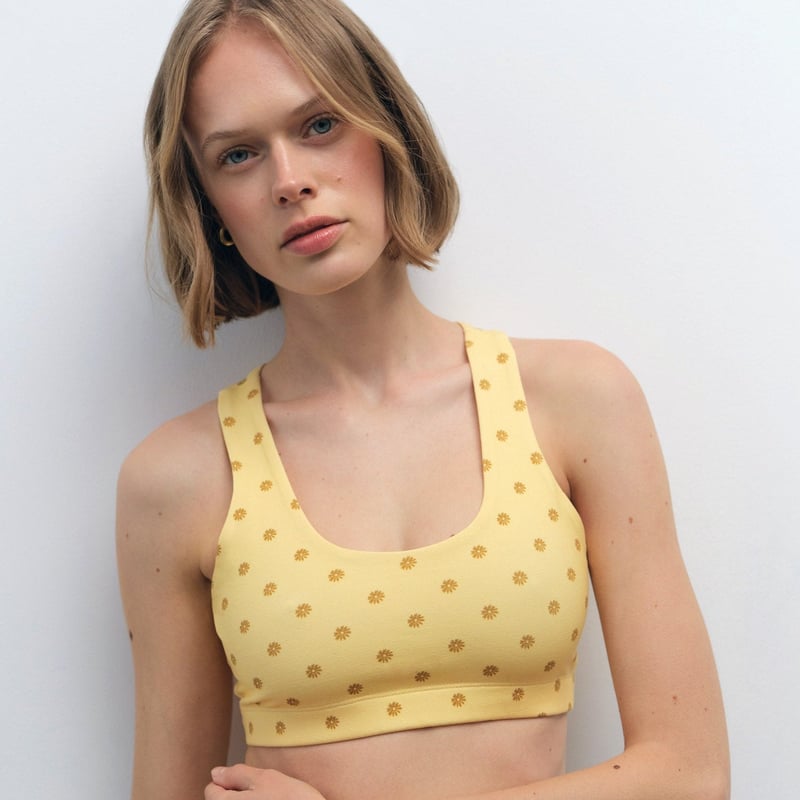 Organic Stretch Printed Sports Bra by MATE the Label, 92% Cotton, 8% Elastane
