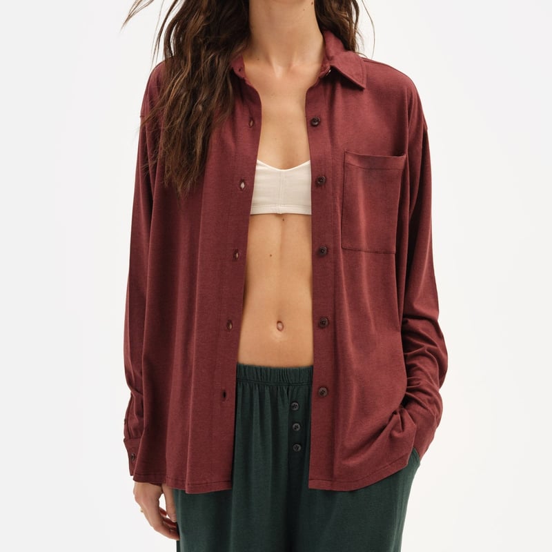 Tencel Sleep Button Down by MATE the Label, 70% Lyocell, 30% Cotton