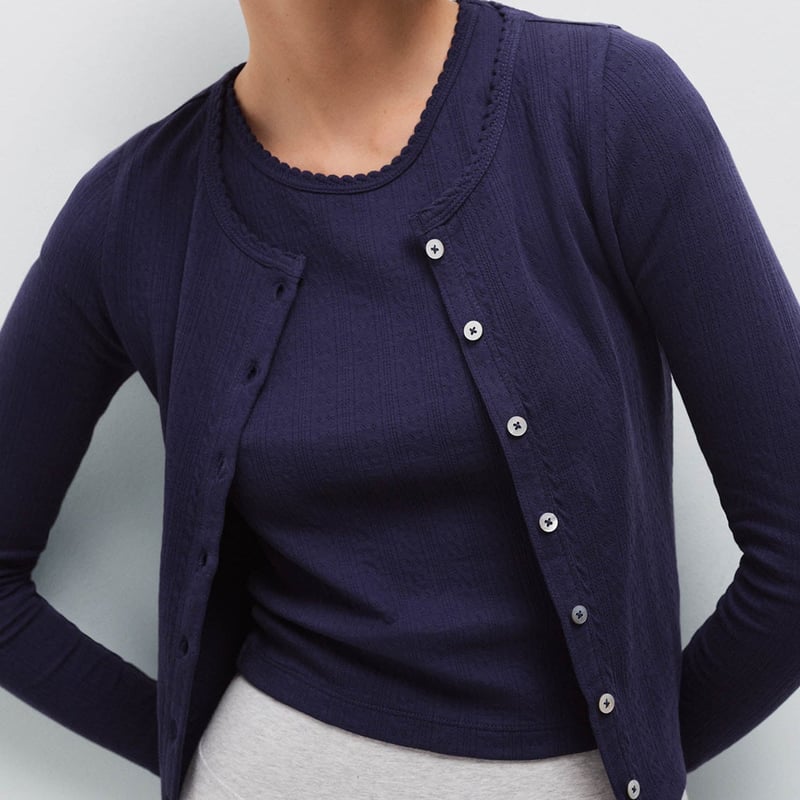 Organic Pointelle Cardigan by MATE the Label, 100% Cotton
