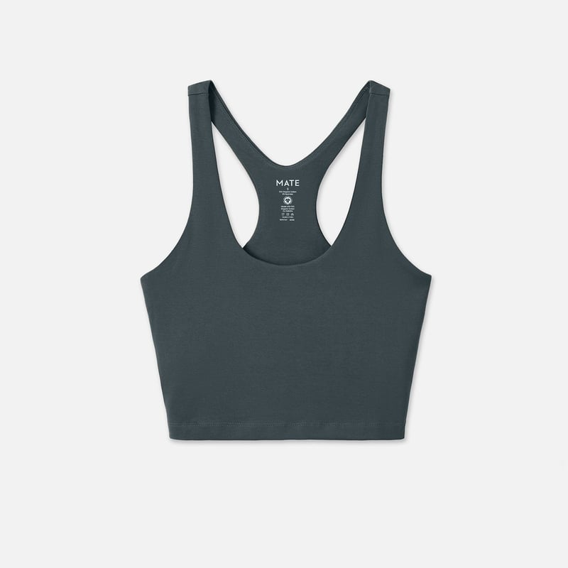 Organic Stretch Crop Racer Tank by MATE the Label, 92% Cotton, 8% Elastane