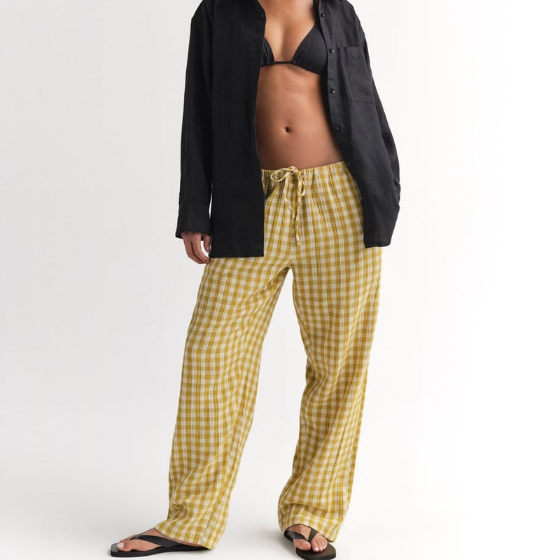 Organic Gauze Gingham Essential Pant by MATE the Label, 100% Cotton