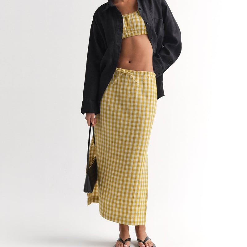 Organic Gauze Gingham Midi Skirt by MATE the Label, 100% Cotton