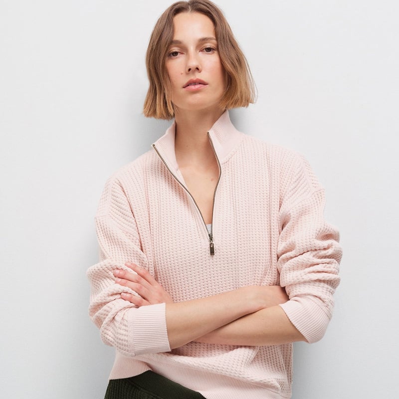 Organic Waffle Collared Half-Zip Sweatshirt by MATE the Label, 100% Cotton