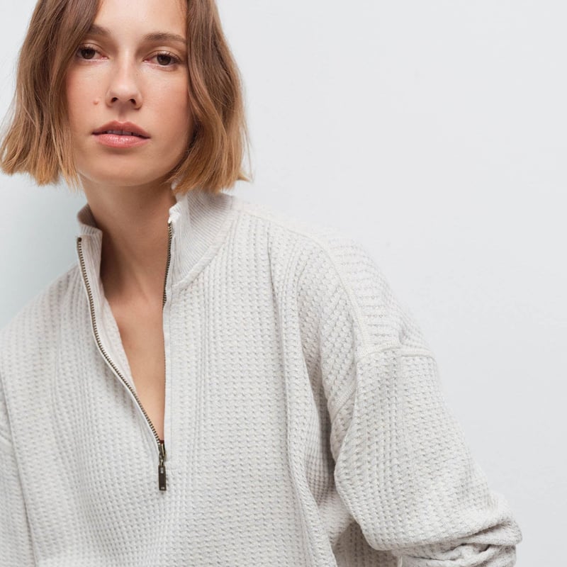 Organic Waffle Collared Half-Zip Sweatshirt by MATE the Label, 100% Cotton