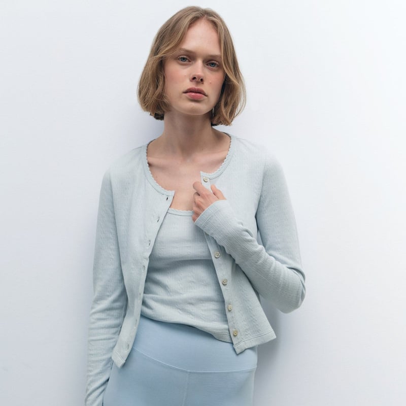 Organic Pointelle Cardigan by MATE the Label, 100% Cotton