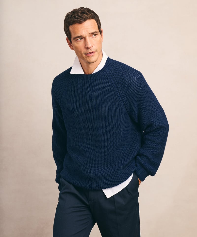 Cotton Fisherman Raglan Crewneck Sweater by NAADAM, 100% Cotton