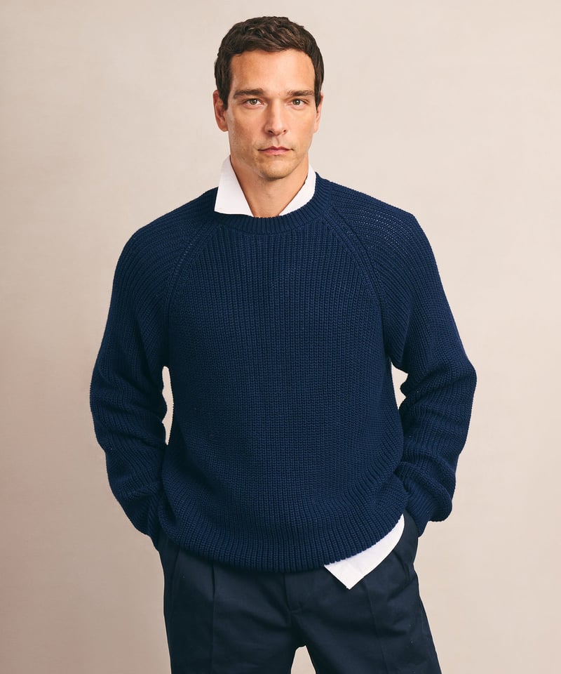 Cotton Fisherman Raglan Crewneck Sweater by NAADAM, 100% Cotton