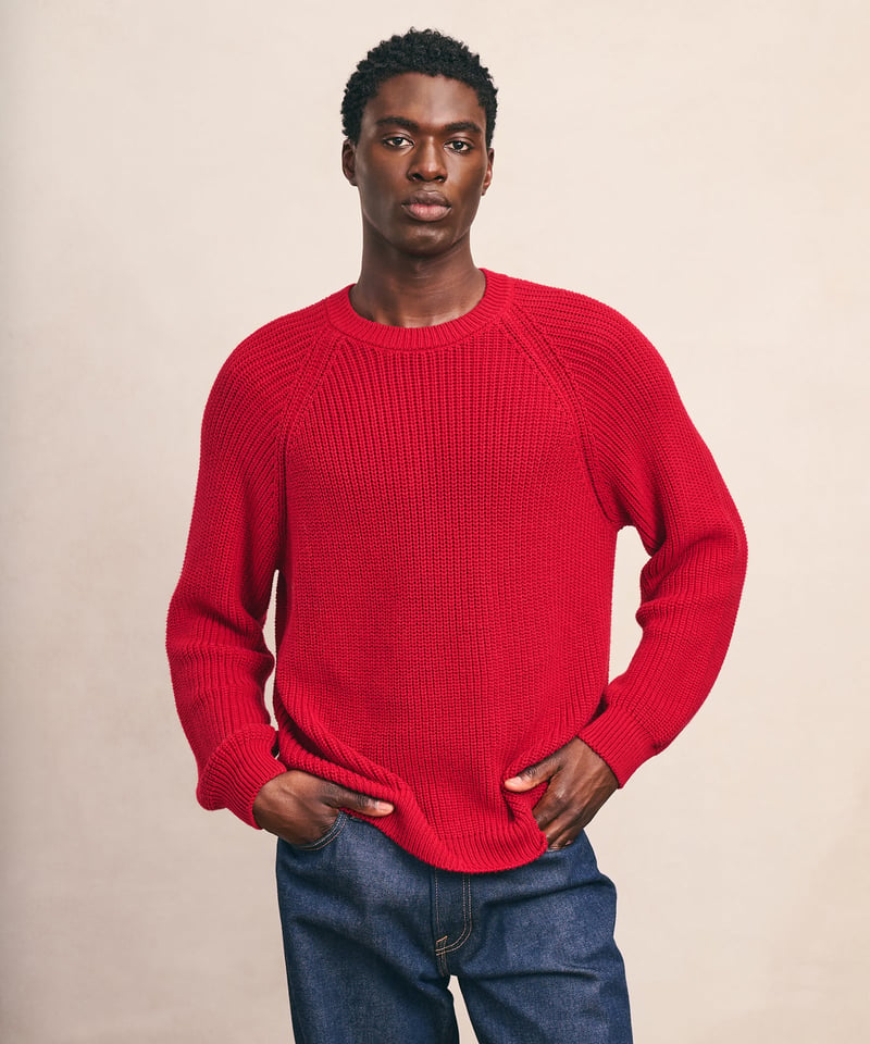 Cotton Fisherman Raglan Crewneck Sweater by NAADAM, 100% Cotton