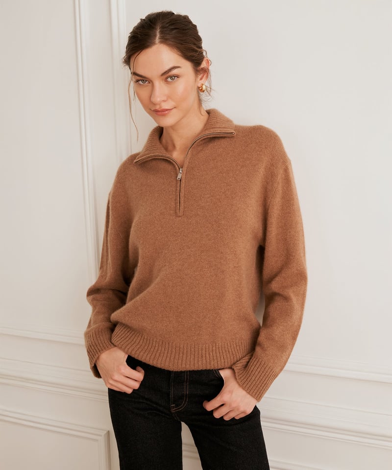 Luxe Cashmere High Neck Quarter Zip by NAADAM, 100% Cashmere