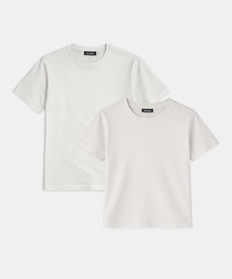2-Pack Lightweight Brushed Cotton Relaxed Tee & Slim Tee by NAADAM, 100% Cotton