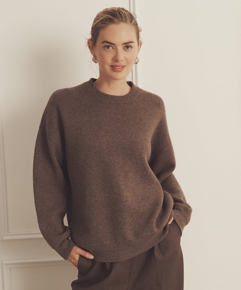 Super Luxe Cashmere Double Faced Crewneck by NAADAM, 100% Cashmere